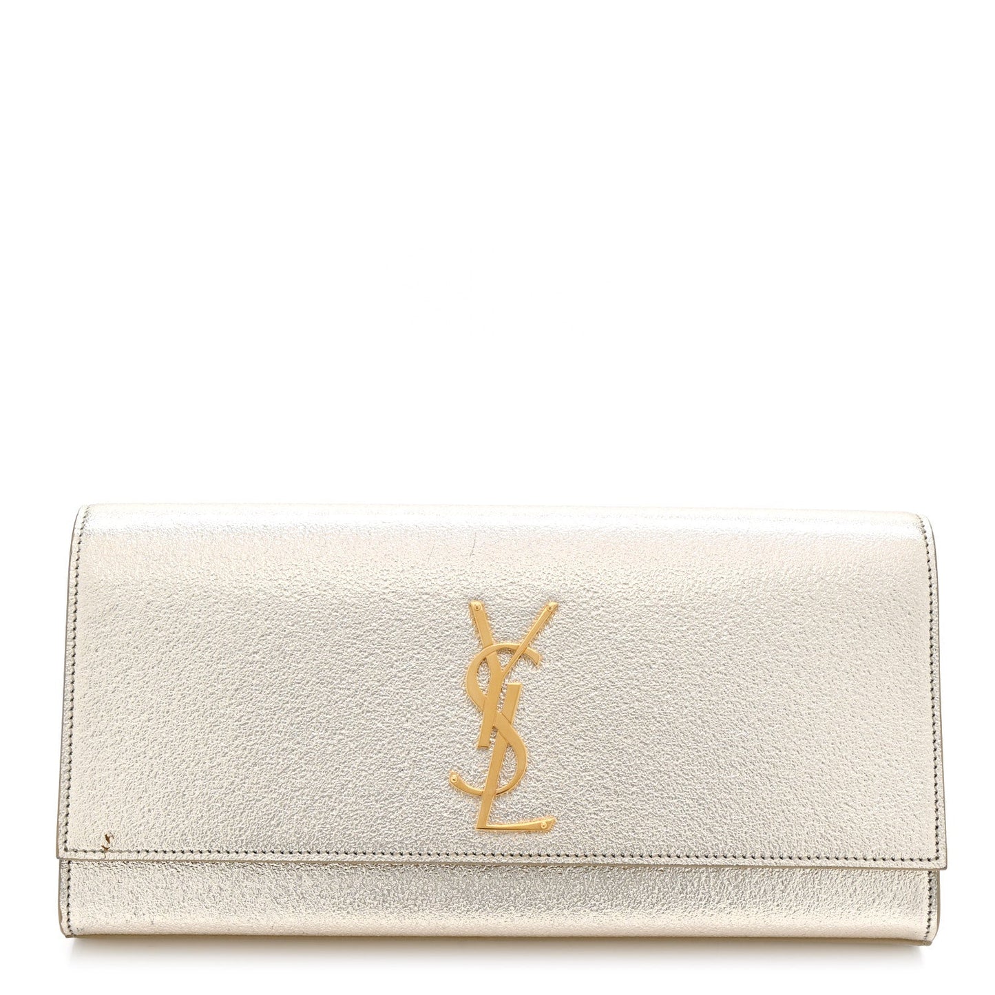 Metallic Textured Calfskin Classic Monogram Cassandre Clutch Pale Gold