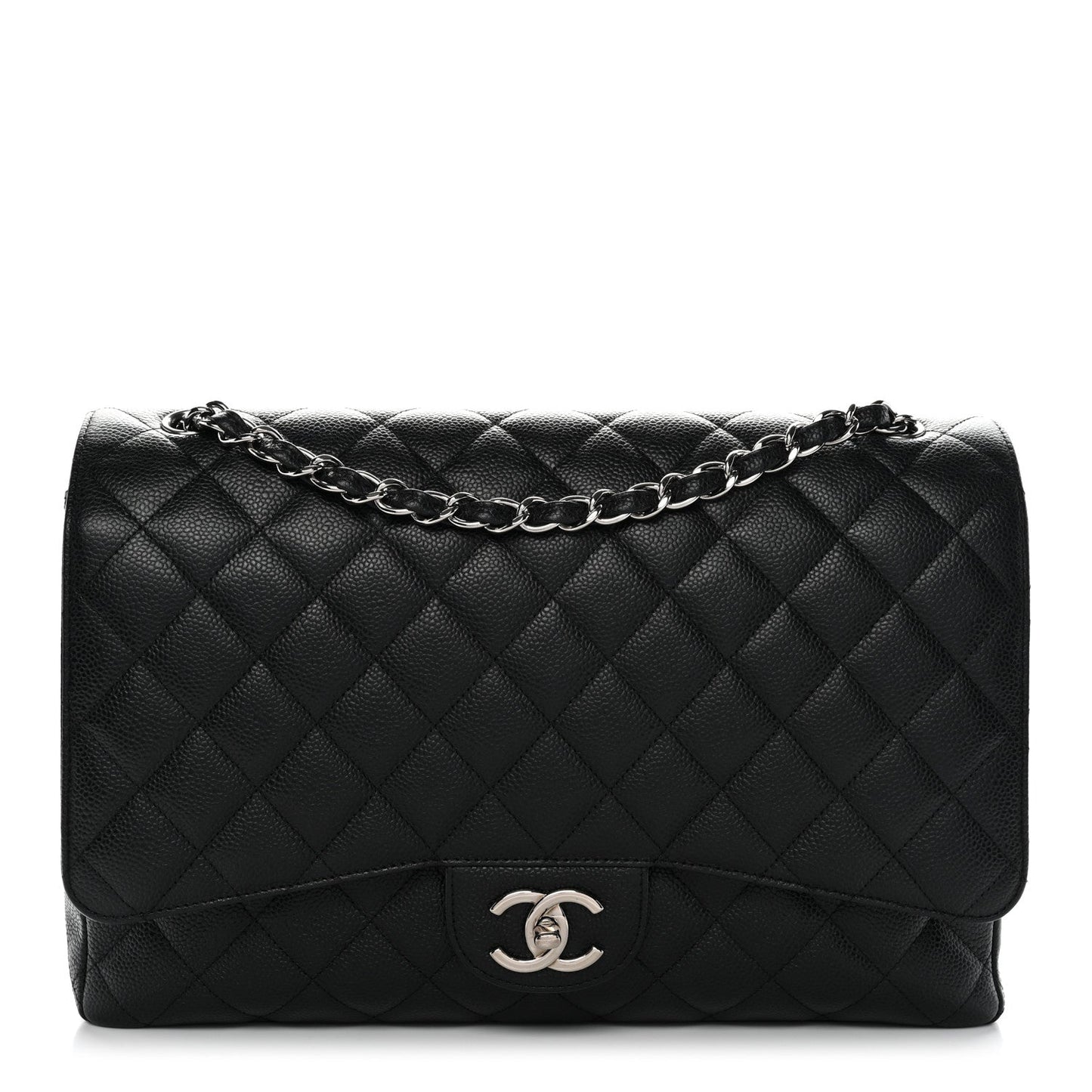 Caviar Quilted Maxi Double Flap Black