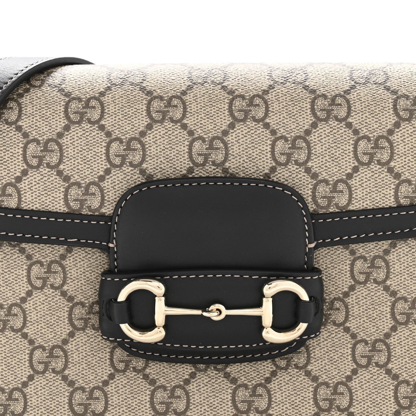 GG Supreme Monogram Horsebit 1955 Soft Small Shoulder Bag Beige Black