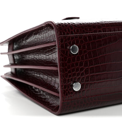 Calfskin Crocodile Embossed Baby Sac De Jour Bordeaux