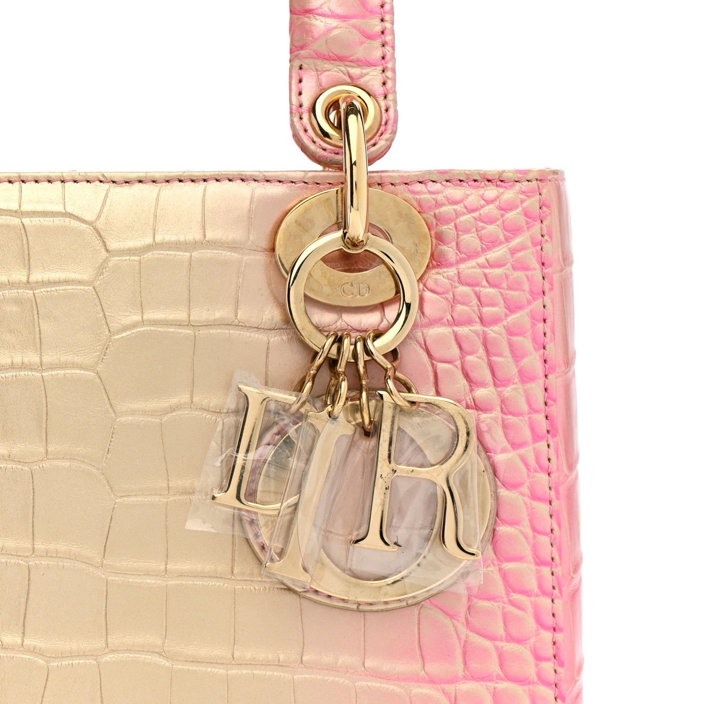 Metallic Alligator Gradient Small Lady Dior Pink