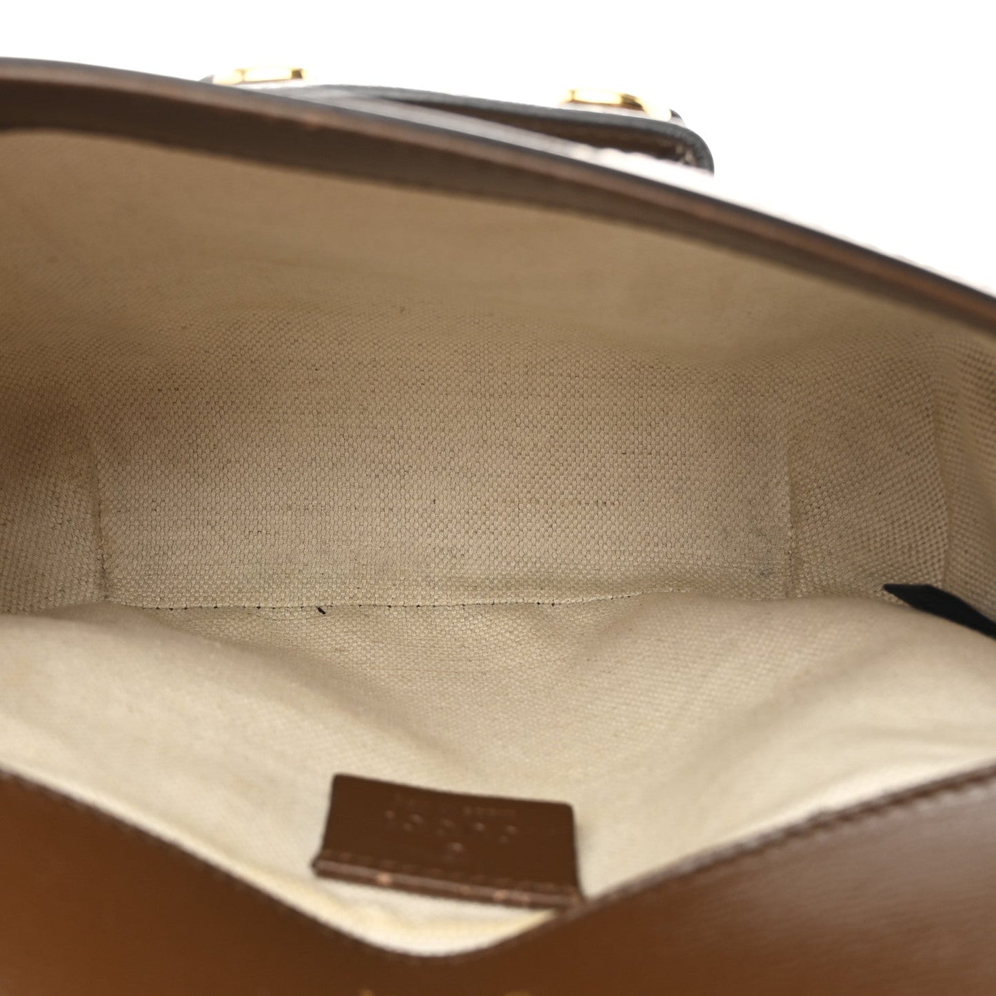 GG Supreme Monogram Web Mini Horsebit 1955 Shoulder Bag Beige Brown Sugar