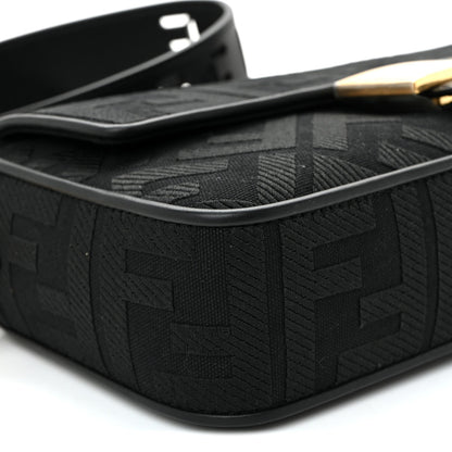 Canvas Vitello King Extra Strap FF Embroidered Baguette Black