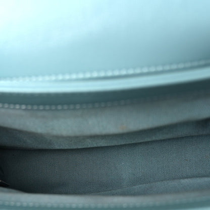 Lambskin Chevron Quilted Gold Top Handle Flap Bag Blue