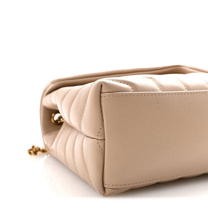Calfskin Y Quilted Monogram Small Loulou Chain Satchel Dark Beige