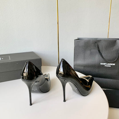 SL TRIANGLE BASIC HIGH HEELS BLACK CALFSKIN