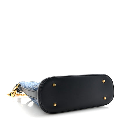 Denim Oblique Jacquard Medium C'est Chain Bucket Bag Denim Blue