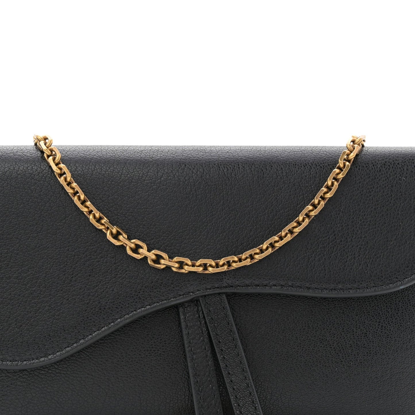 Goatskin Saddle Chain Wallet Pouch Black