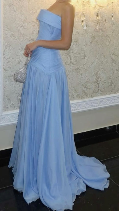 formaldressy-Blue Tulle Fashionable And Simple Ball Gown/Graduation Dress gh6107