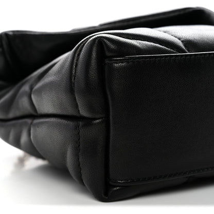 Lambskin Quilted Toy Loulou Puffer Monogram Chain Satchel Black