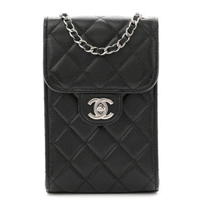 Caviar Quilted Classic Phone Holder Black