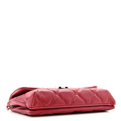 Calfskin Quilted Double Stitch Hamptons Clutch with Chain Red