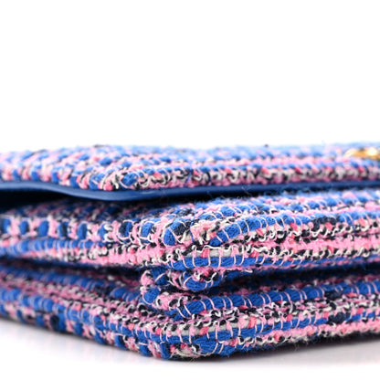 Tweed Quilted Chanel 19 Wallet On Chain WOC Blue Pink