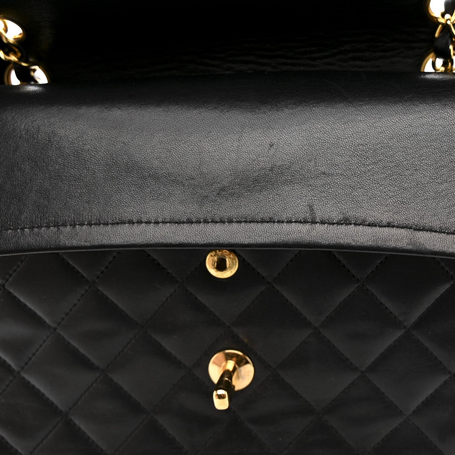 Lambskin Quilted Medium Double Flap Black
