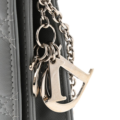 Lambskin Cannage Lady Dior Convertible Clutch Grey