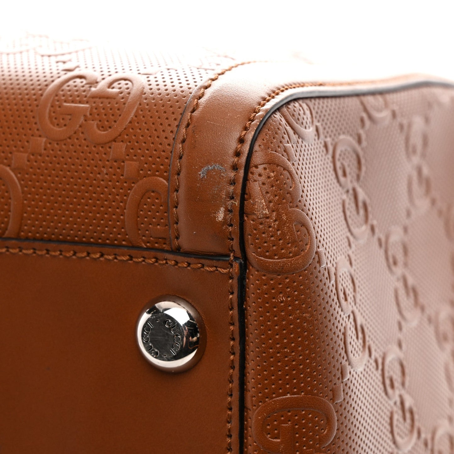 Calfskin GG Tennis Embossed Large Duffle Bag Brown