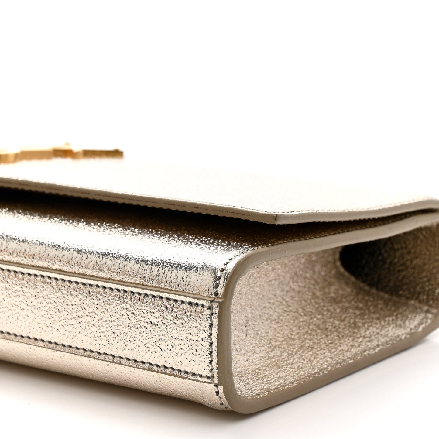 Metallic Textured Calfskin Classic Monogram Cassandre Clutch Pale Gold