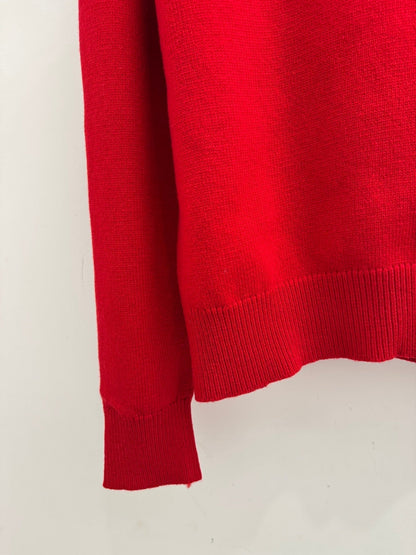 Prada 2025 Long-Sleeved Knit Sweater Dark Blue and Red Wool