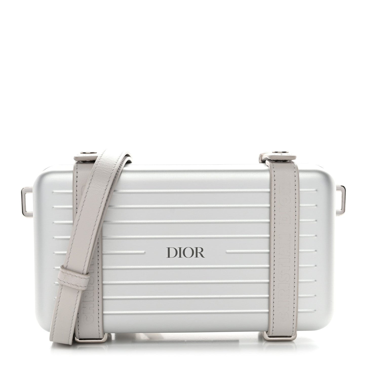 X RIMOWA Aluminum Personal Clutch On Strap Silver