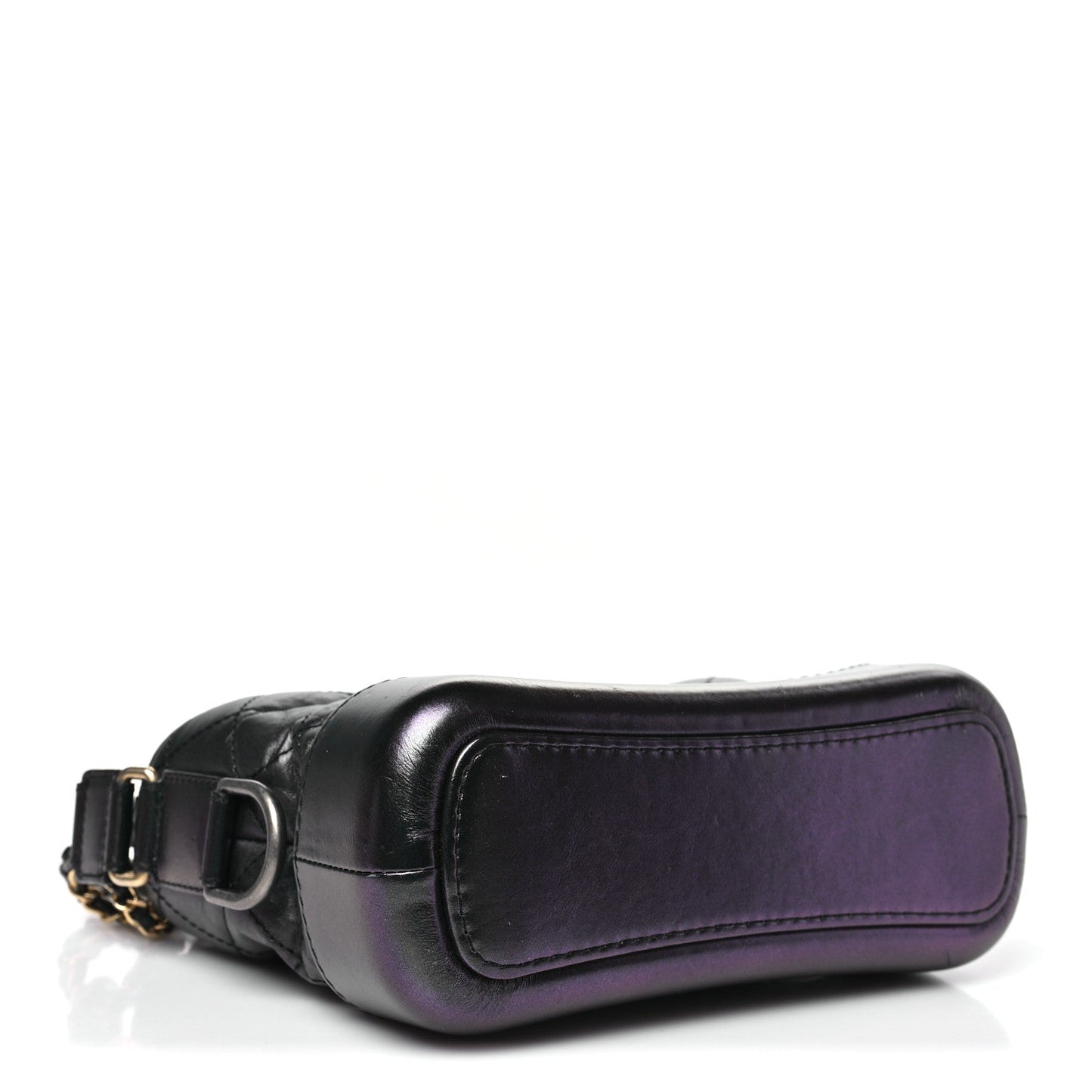 Iridescent Aged Calfskin Quilted Small Gabrielle Hobo Black
