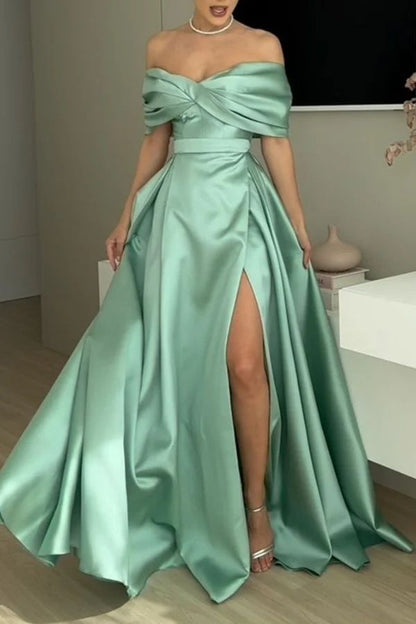 formaldressy-Green Elegant Long Satin Ball Gown gh5957