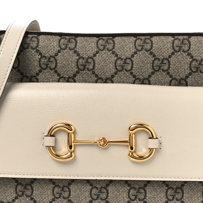 GG Supreme Monogram Small Horsebit 1955 Shoulder Bag Beige Mystic White