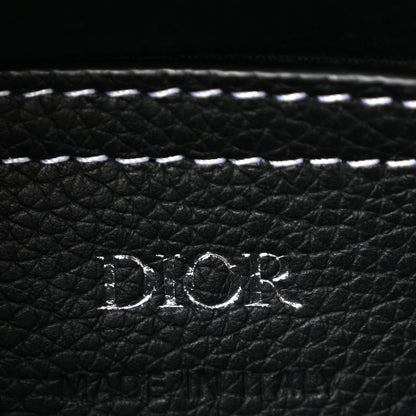 Grained Calfskin Vertical Saddle Pouch With Strap Black