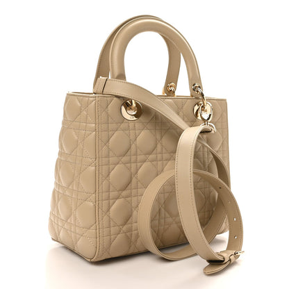 Lambskin Cannage Medium Lady Dior Sand
