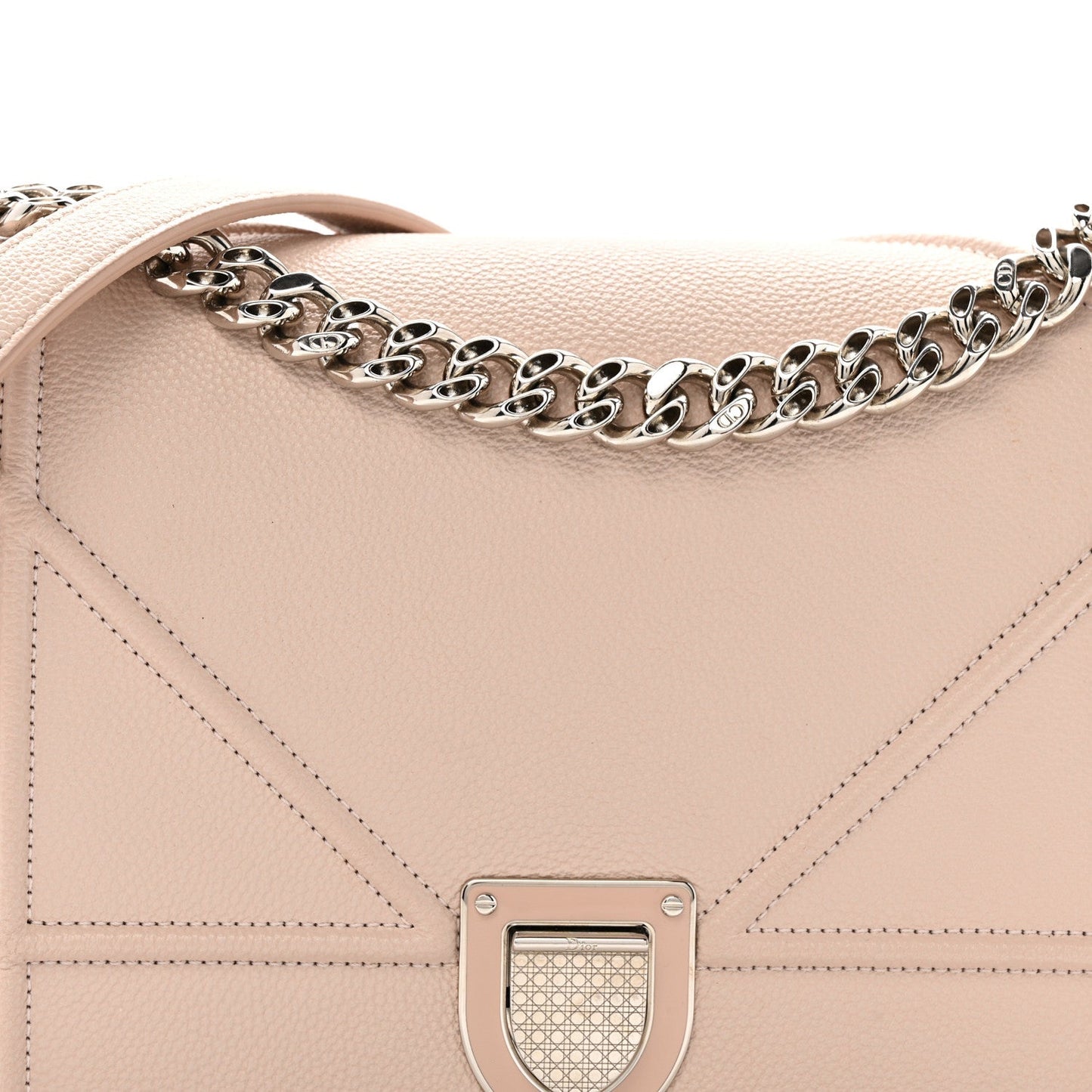 Grained Calfskin Medium Diorama Flap Bag Nude