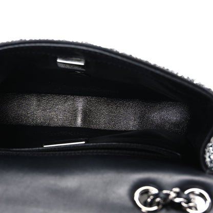 Satin Diamante CC Logo Small Flap Black Ruthenium
