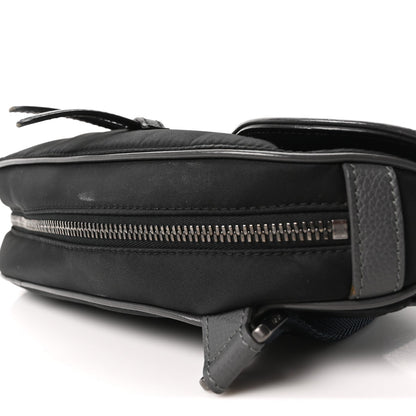 X Sacai Grained Calfskin Technical Fabric Mens Saddle Bag Black