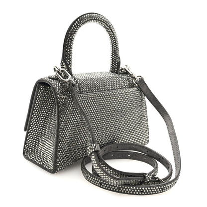 Strass Suede Hourglass Top Handle Bag XS Smoke Grey Crystal