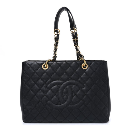 Caviar Quilted Grand Shopping Tote GST Black