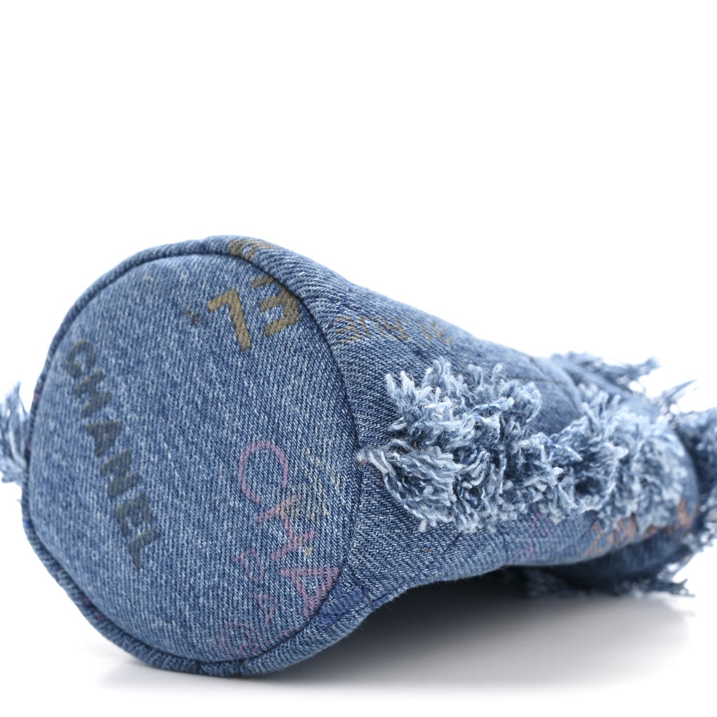 Denim Quilted Mood Mini Bucket With Chain Blue Multicolor