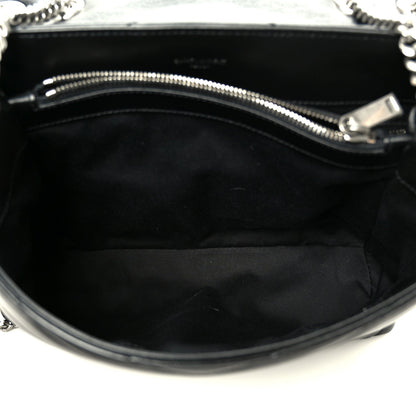 Calfskin Y Quilted Monogram Medium Loulou Chain Satchel Black