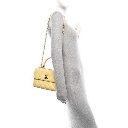 Lambskin Quilted Small Trendy CC Flap Dual Handle Bag Yellow