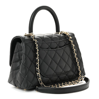 Caviar Quilted Mini Coco Handle Flap Black