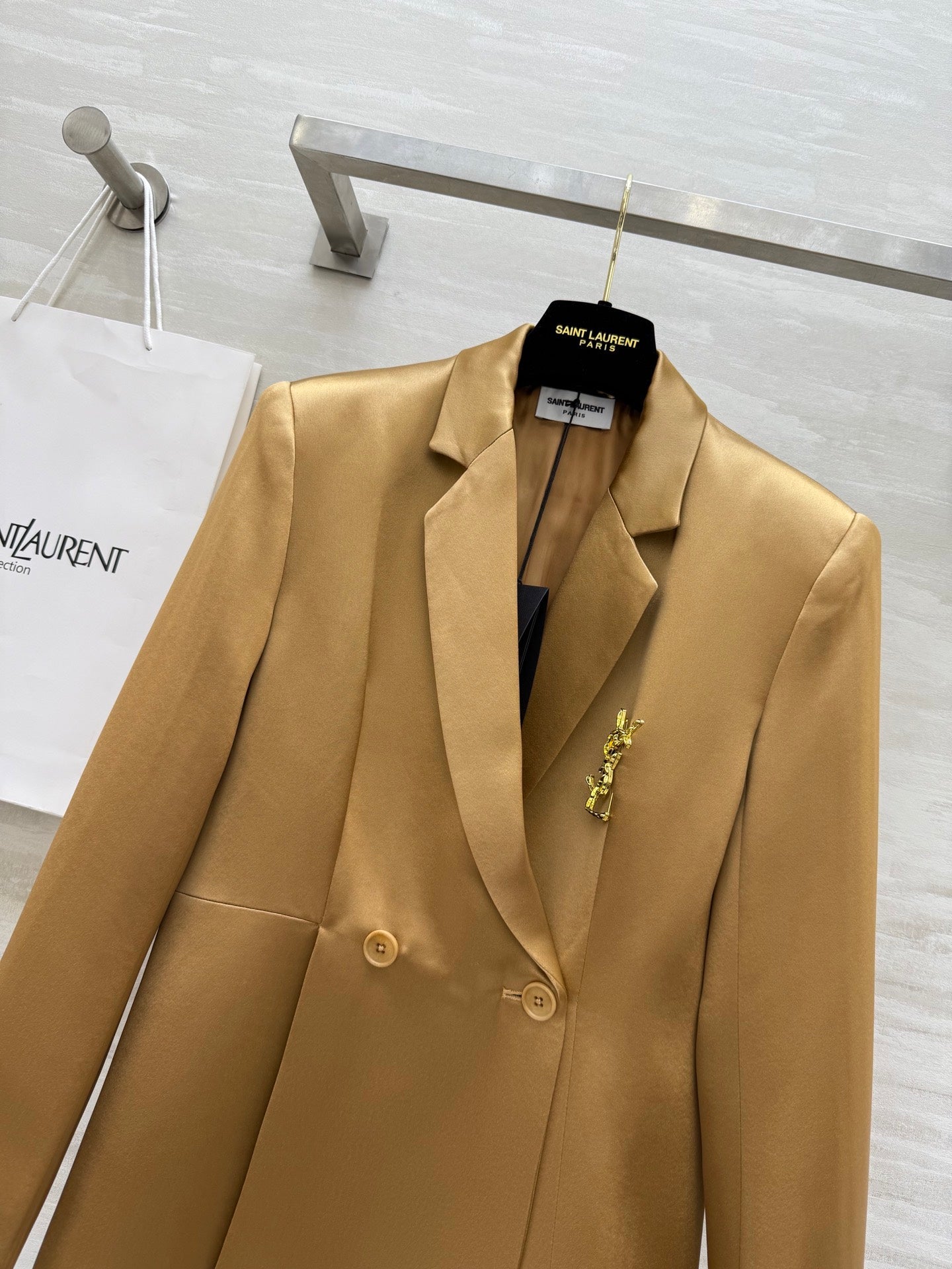 YSL 25 Suit Jacket Metallic gold Triacetate