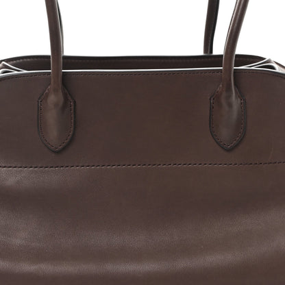 Polished Saddle Calfskin Margaux Shoulder 12 Hippo Grey