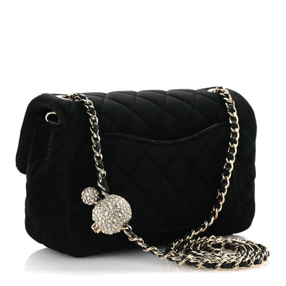 Velvet Quilted Mini Rectangular Pearl Crush Flap Black