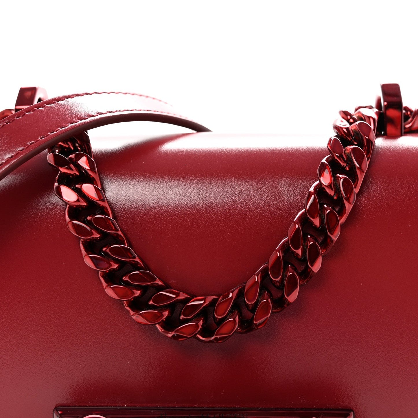 Calfskin Mini Jeweled Knuckle Satchel Red