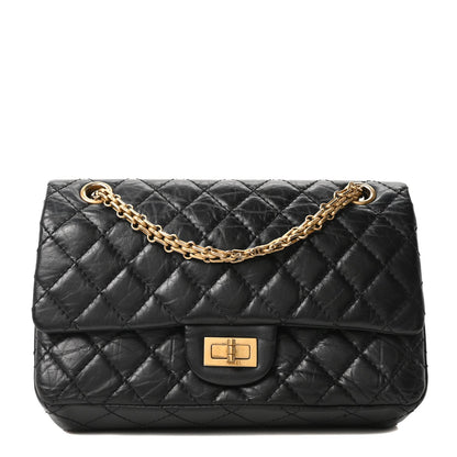 Aged Calfskin Quilted 2.55 Reissue 225 Flap Black