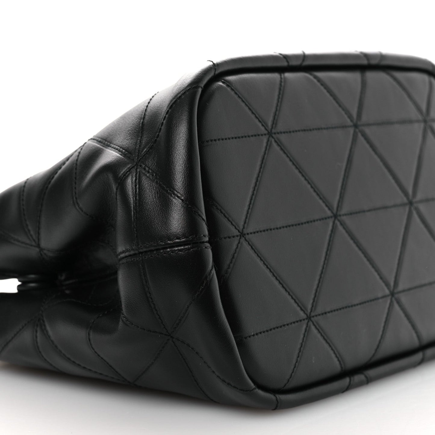 Vitello Triangle Stitched Shopping Tote Black
