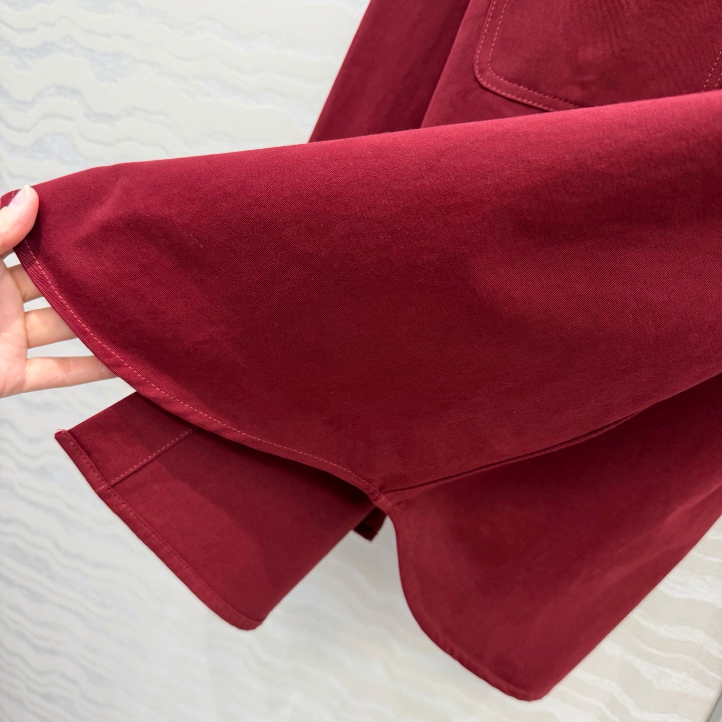 Miu SS26 Light Denim Shirt Amaranth Red Cotton 346164