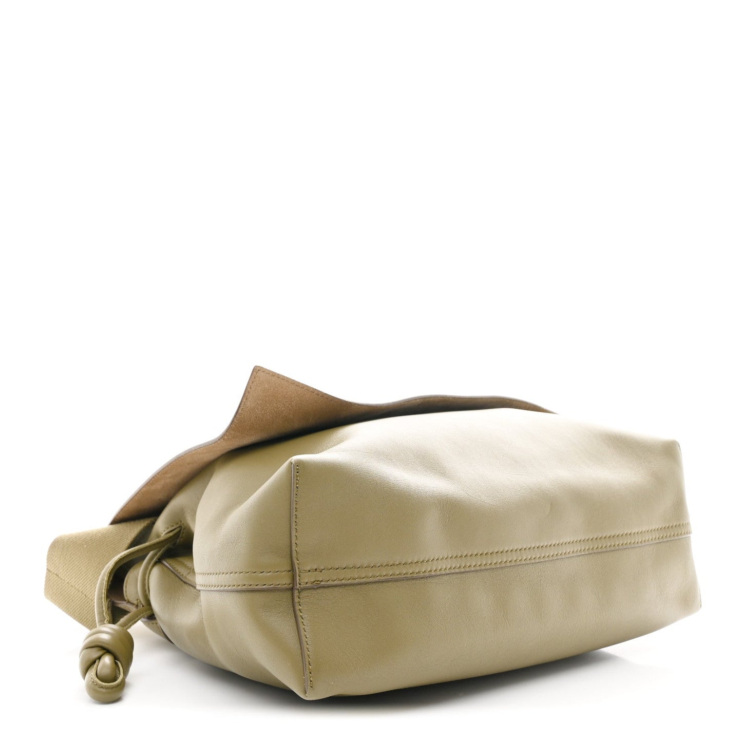 Shiny Supple Calfskin Flamenco Satchel Olive