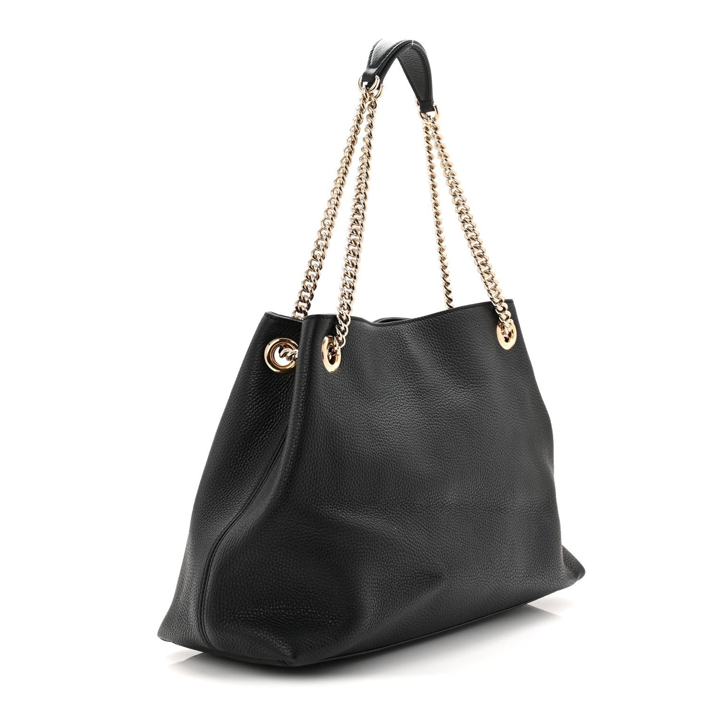 Pebbled Calfskin Medium Soho Chain Shoulder Bag Black
