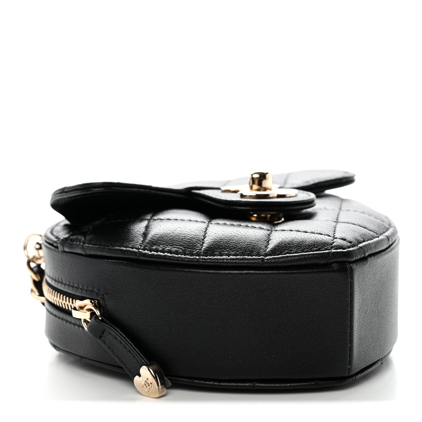 Lambskin Quilted CC In Love Heart Clutch With Chain Black