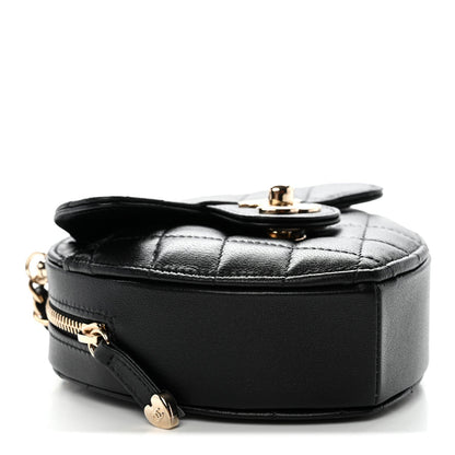 Lambskin Quilted CC In Love Heart Clutch With Chain Black