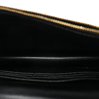 Grain De Poudre Matelasse Chevron Monogram Envelope Chain Wallet Black