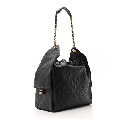 Caviar Quilted Medium Chanel 25 Handbag Black